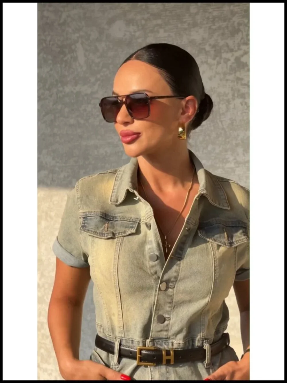 Retro Double Bar Aviator Sunglasses UV400 Protection Square